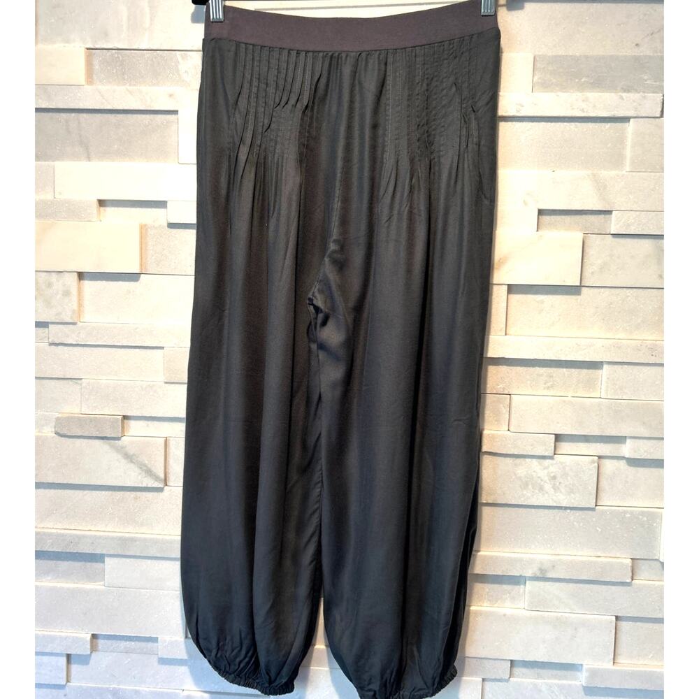 SPORTSGIRL Lagenlook pintuck cropped harem viscose joggers pants drapey gray 10